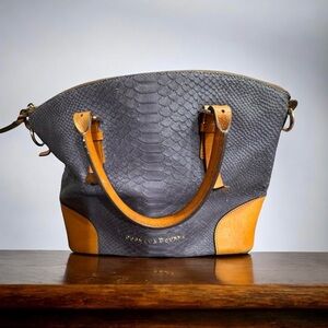 Dooney & Bourke Claremont python navy and Tan Shoulder Bag satchel